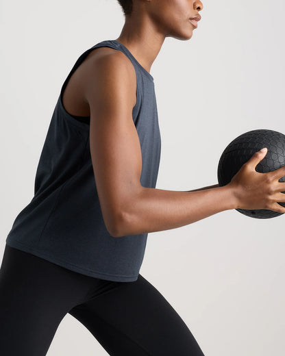 Flowknit Breeze High-Neck Tank - XS / Heather Deep Navy
