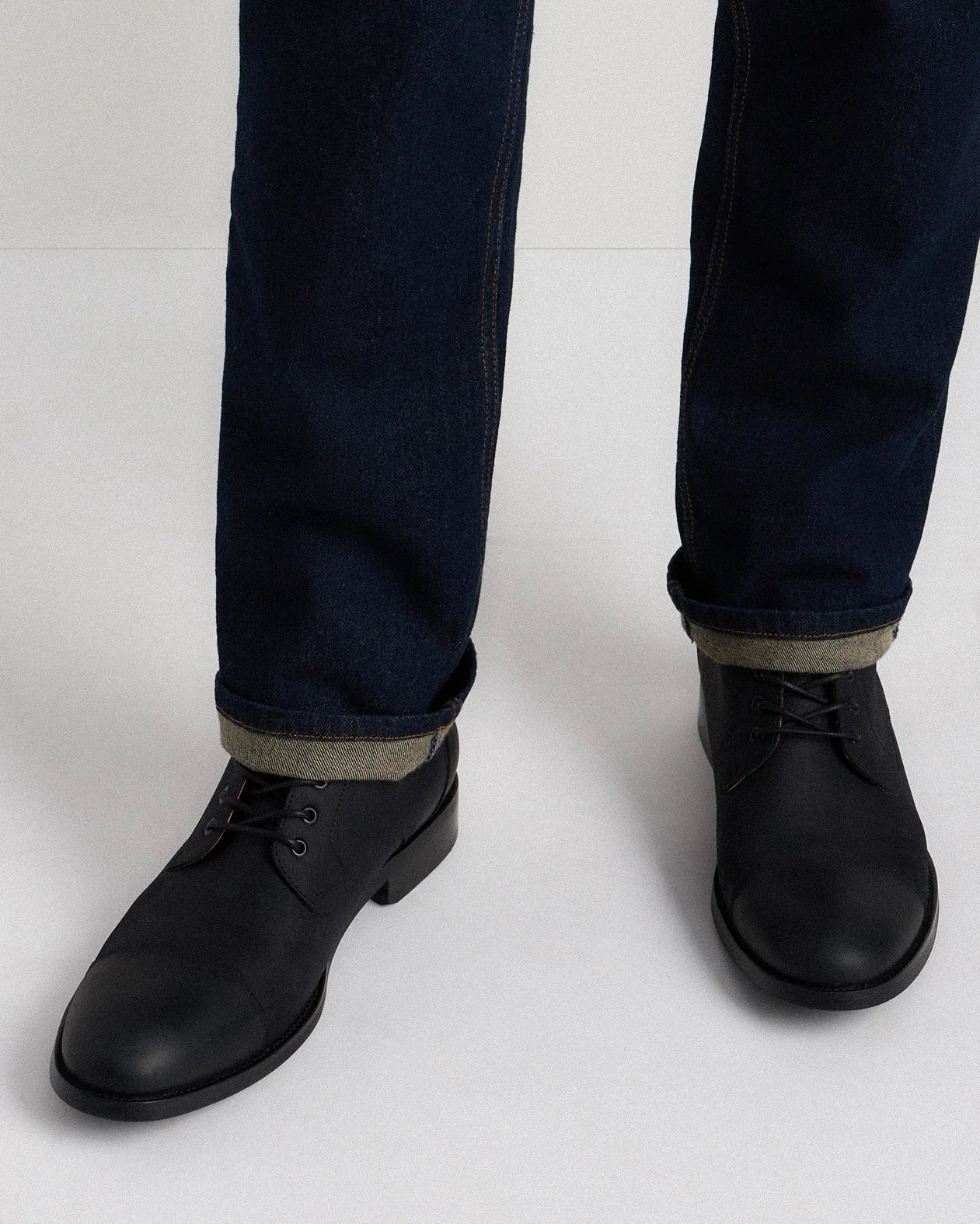 Crafted Leather Cap Toe Lace Up Boot - 7 / Matte Black