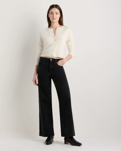 Organic Stretch Corduroy Wide Leg Pants - 0 / Black