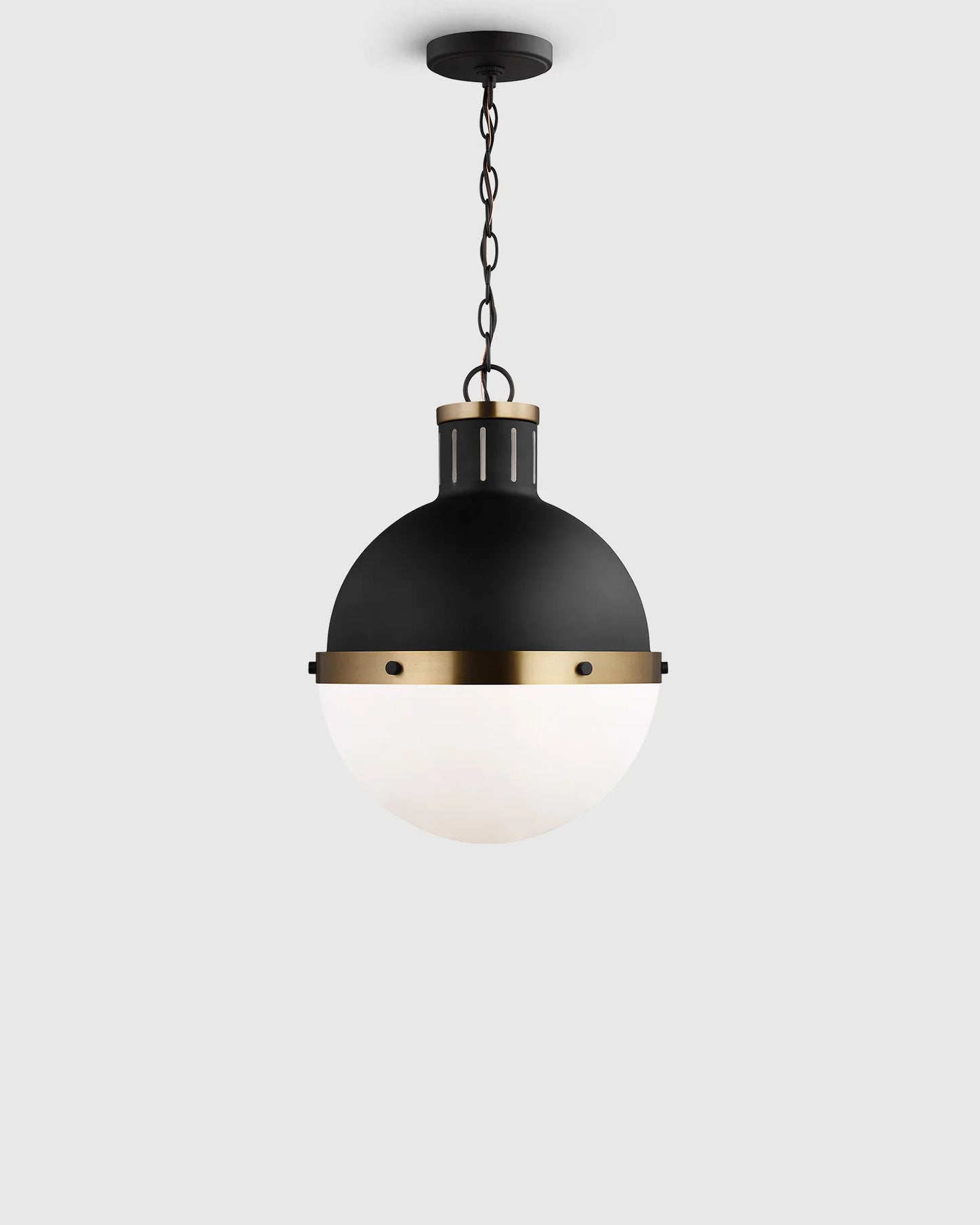 Industrial Shaded Globe Pendant - 13" / Brass