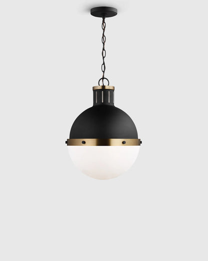 Industrial Shaded Globe Pendant - 13" / Brass