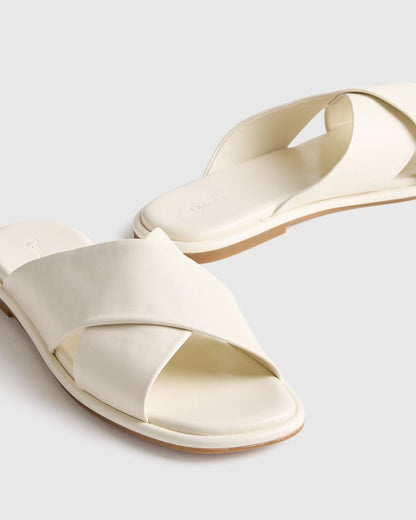 Italian Leather Crossover Slide - 5 / Cognac