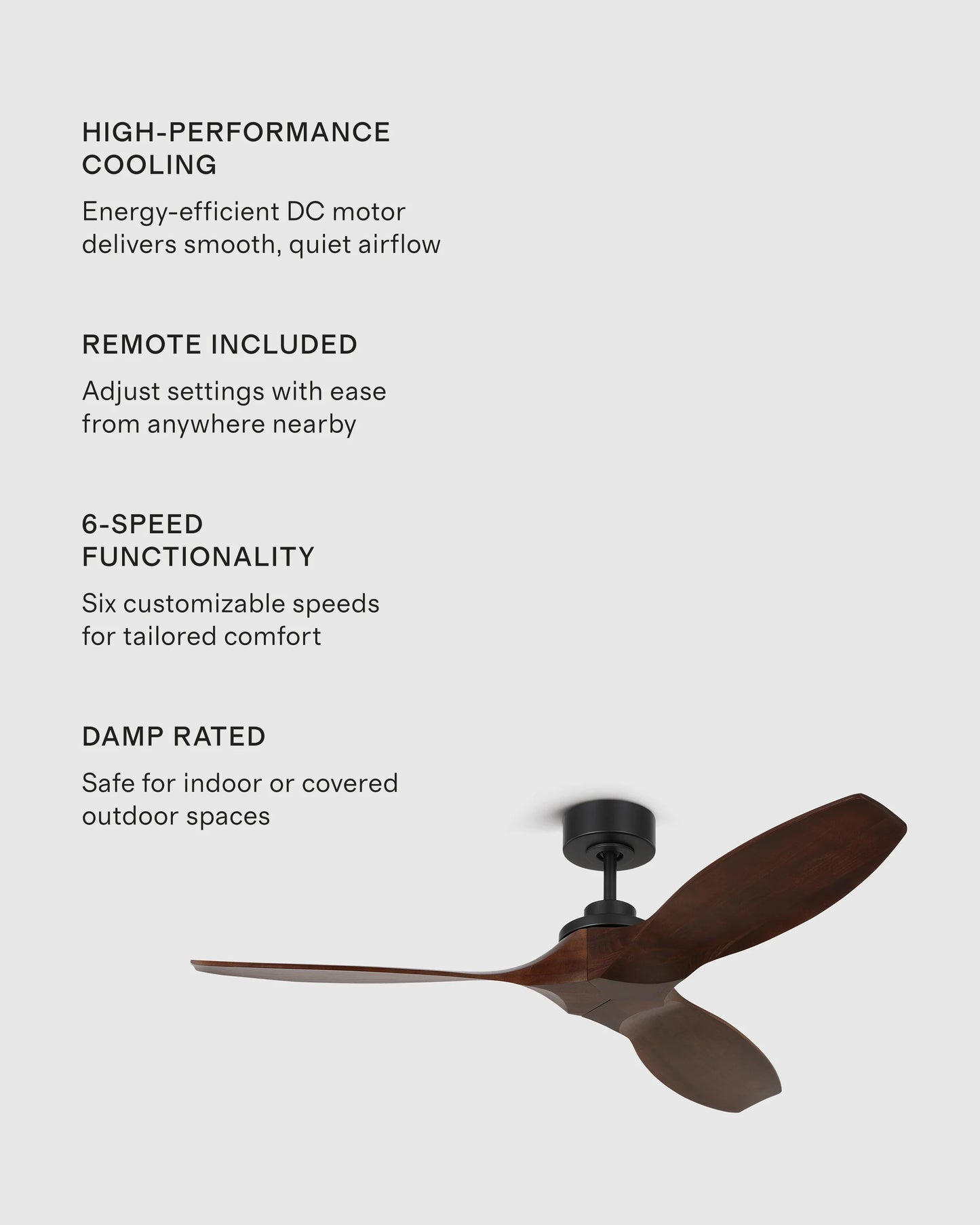 Transitional Wood Blade Ceiling Fan - 52" / Honey/Black