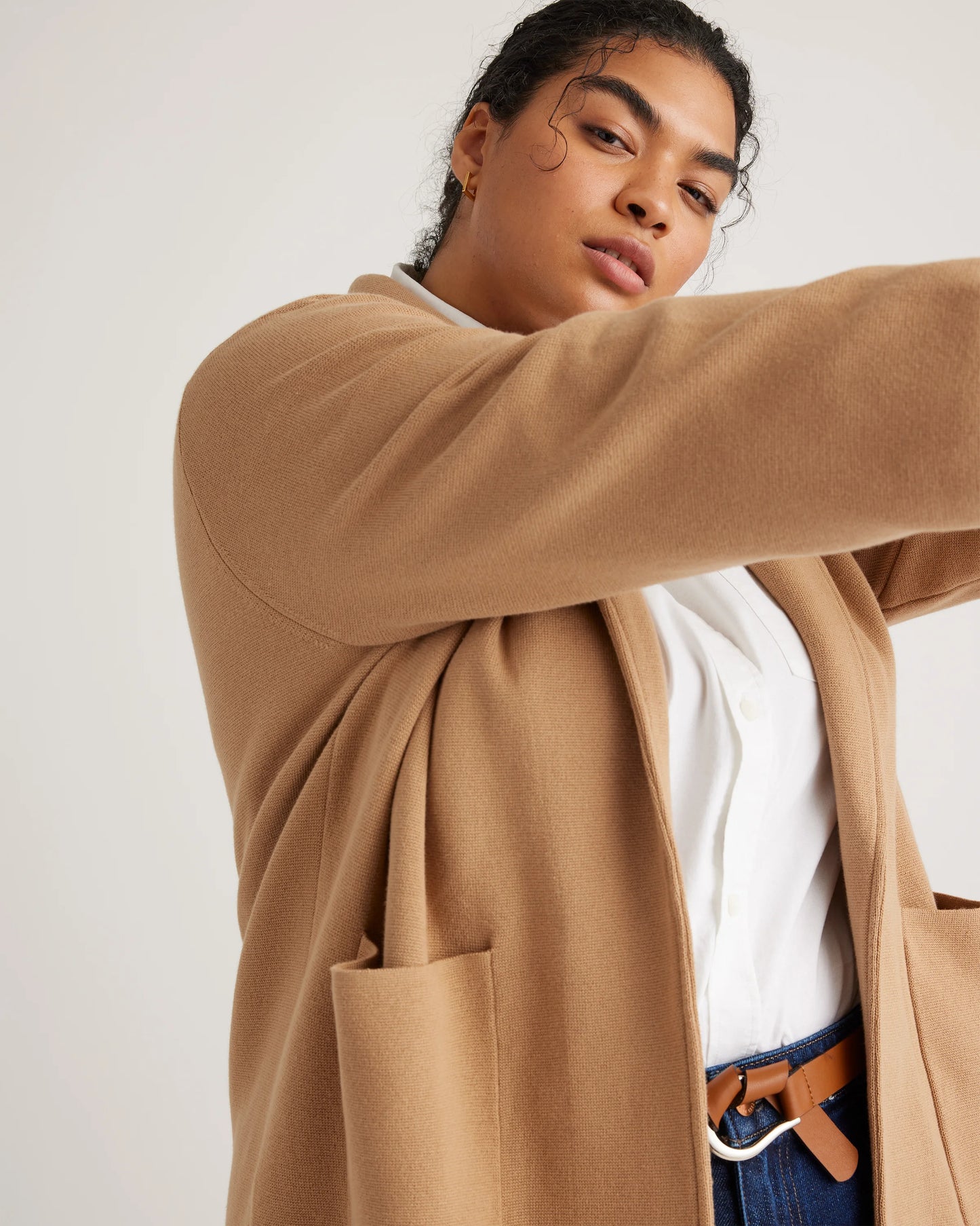 100% Organic Cotton Knit Blazer - 1X / Navy
