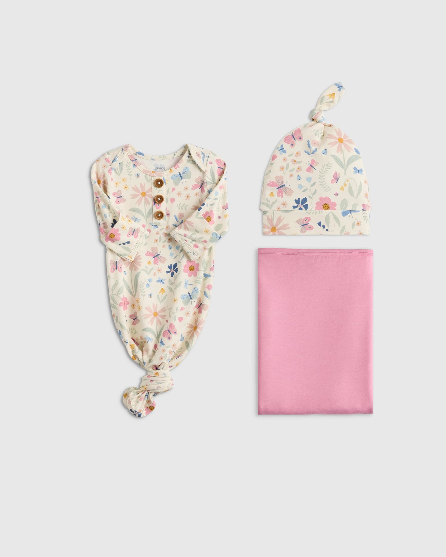Bamboo Gown, Hat & Swaddle Layette Set - One Size / Celestial Dreams