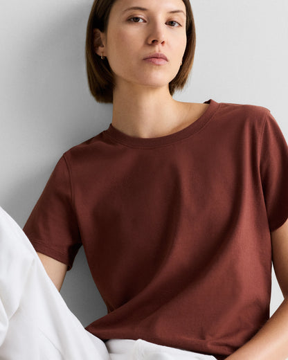 100% Organic Cotton Boxy Crewneck Tee - XS / Shell Pink