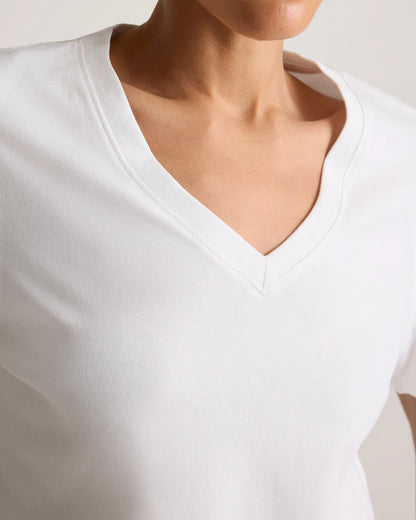 100% Organic Cotton Boxy V-Neck Tee - XS / Dusty Beige