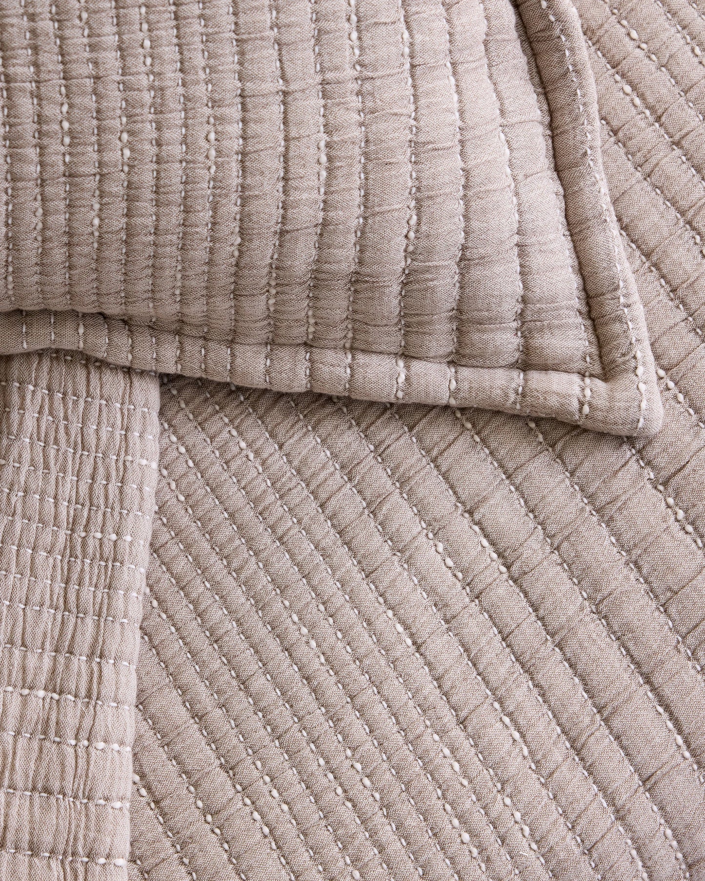 Organic Cotton Channel Stitch Sham Set - Standard / Coral Pink