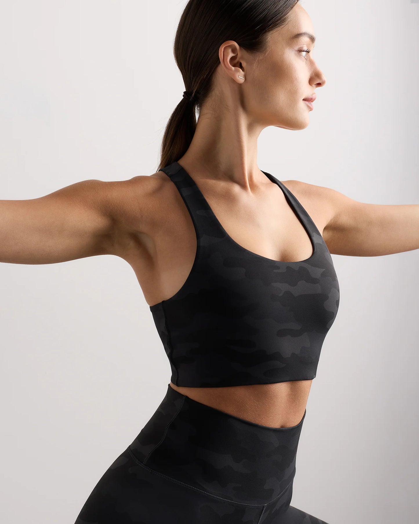 Ultra-Form Scoop Neck Longline Bra - XS / Black Camo