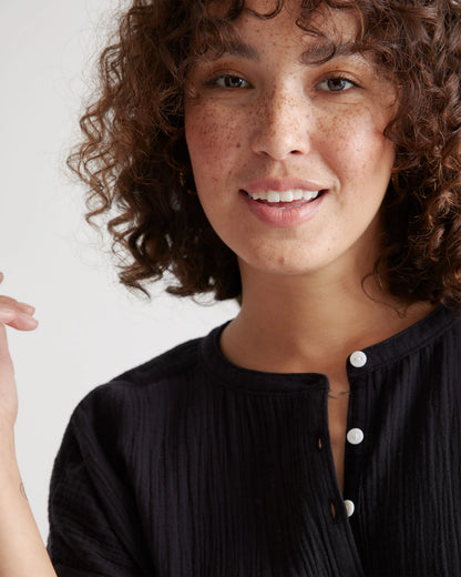 100% Organic Cotton Gauze Roll Sleeve Shirt - XS / Spiced Orange