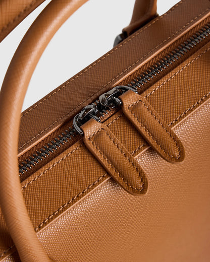 Italian Saffiano Briefcase - One Size / Hickory