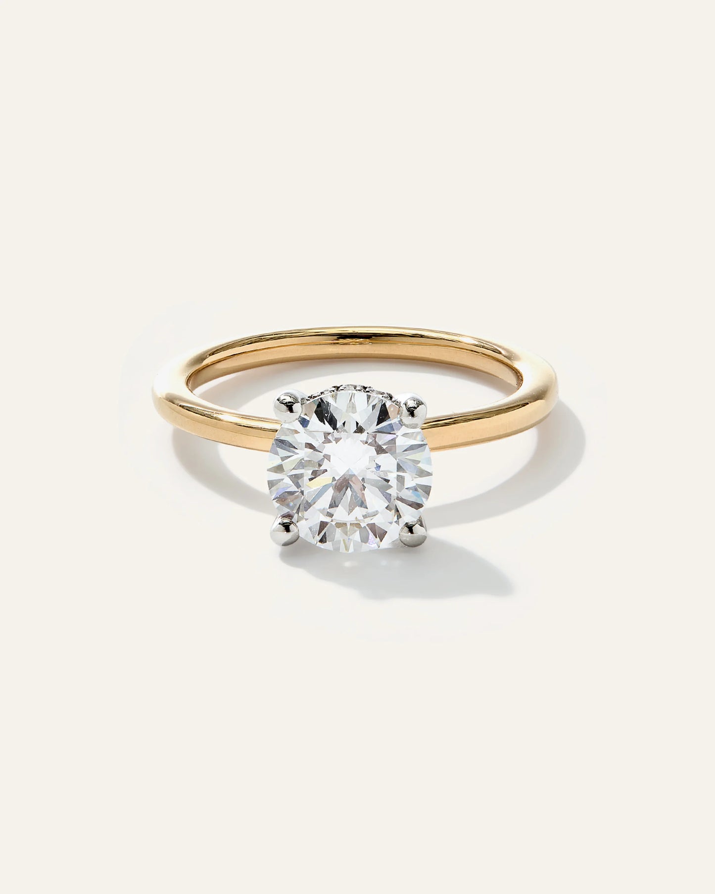 Lab Grown Diamond Round Petite Hidden Halo Engagement Ring - 2ct - 4 / Yellow Gold