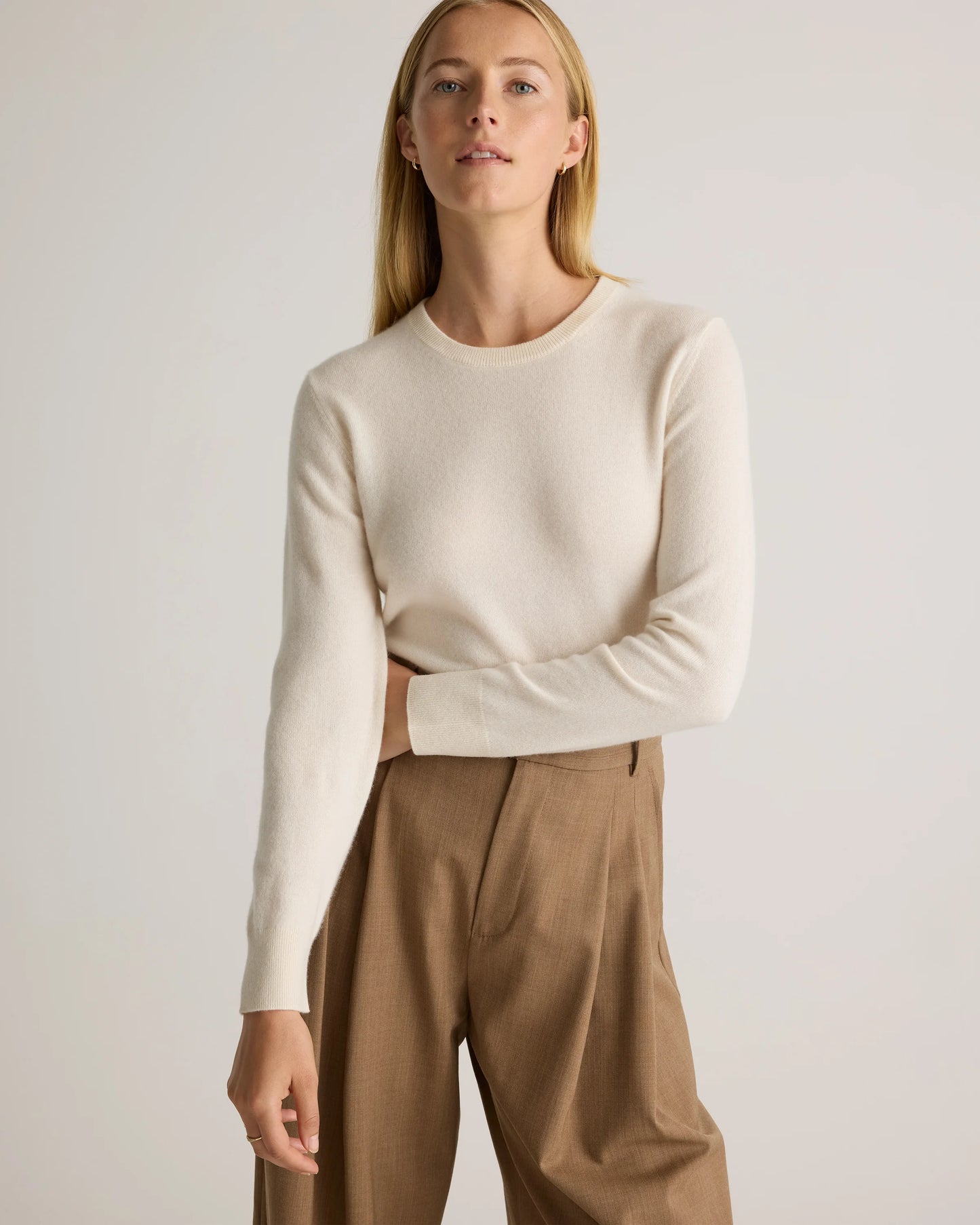 Mongolian Cashmere Crewneck Sweater - XS / Ivory