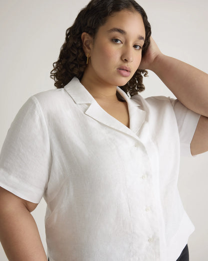 100% European Linen Short Sleeve Shirt - 1X / Flax