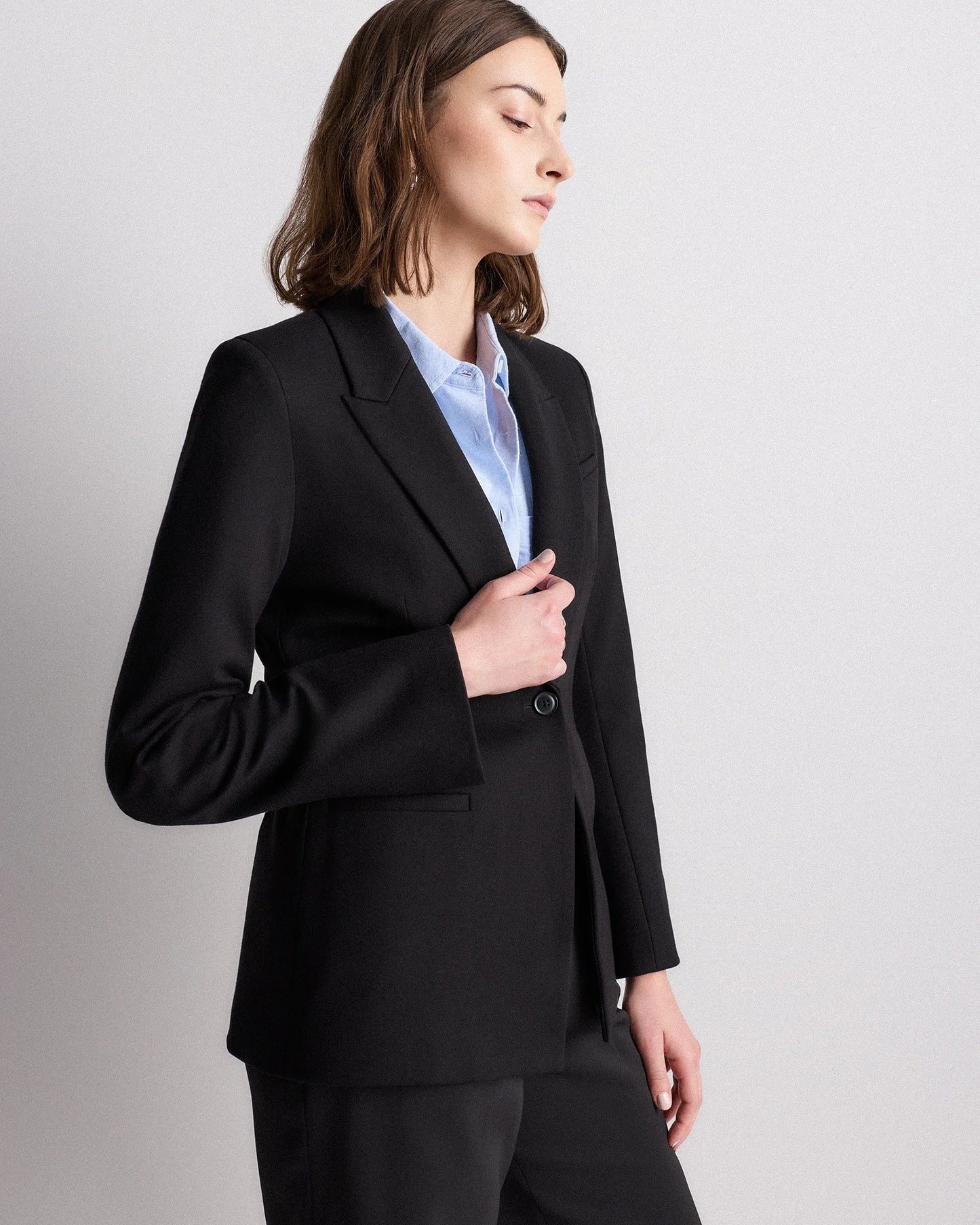 Ultra-Stretch Ponte Single-Breasted Blazer - XS / Espresso