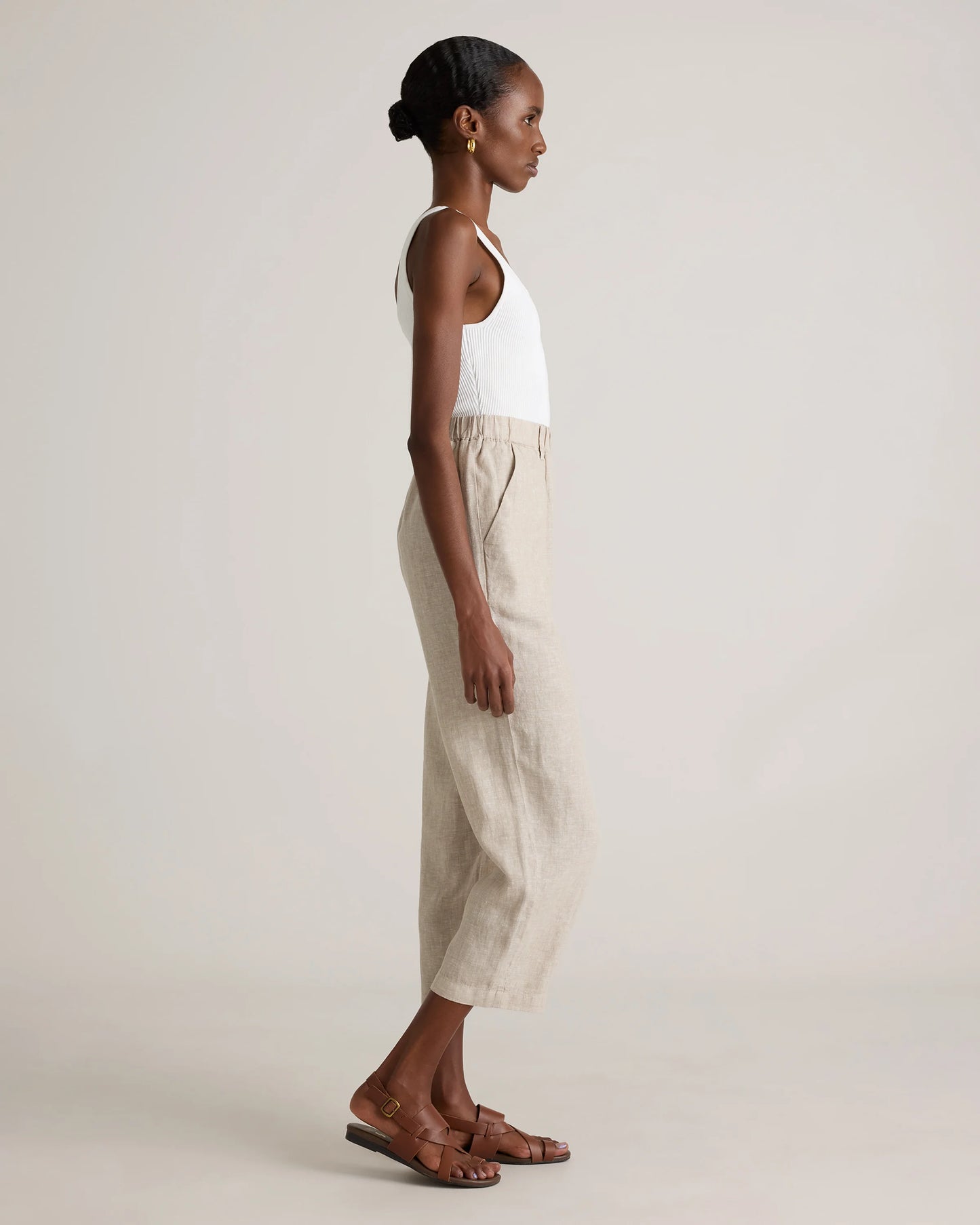 100% European Linen Pants - XS / White