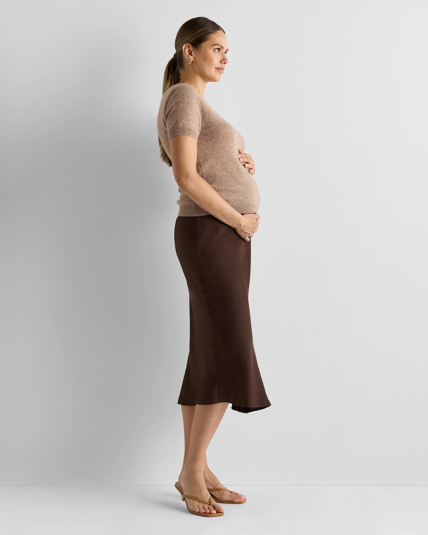 Washable Stretch Silk Maternity Skirt - XS / Vintage Pink