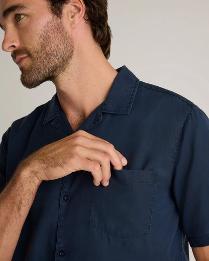 Vintage Wash Tencel Camp Shirt - S / Olive