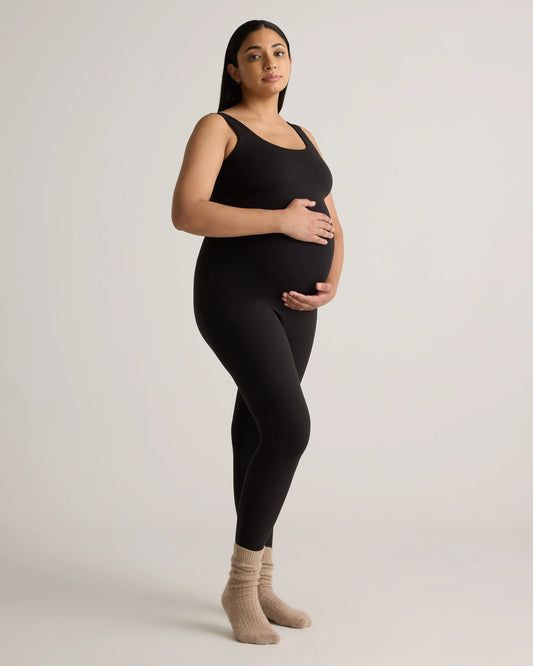 Recycled Knit Maternity Tank Unitard - XS / Black