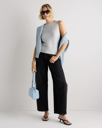 Stretch Cotton Jersey Boat Neck Tank - XS / Heather Grey