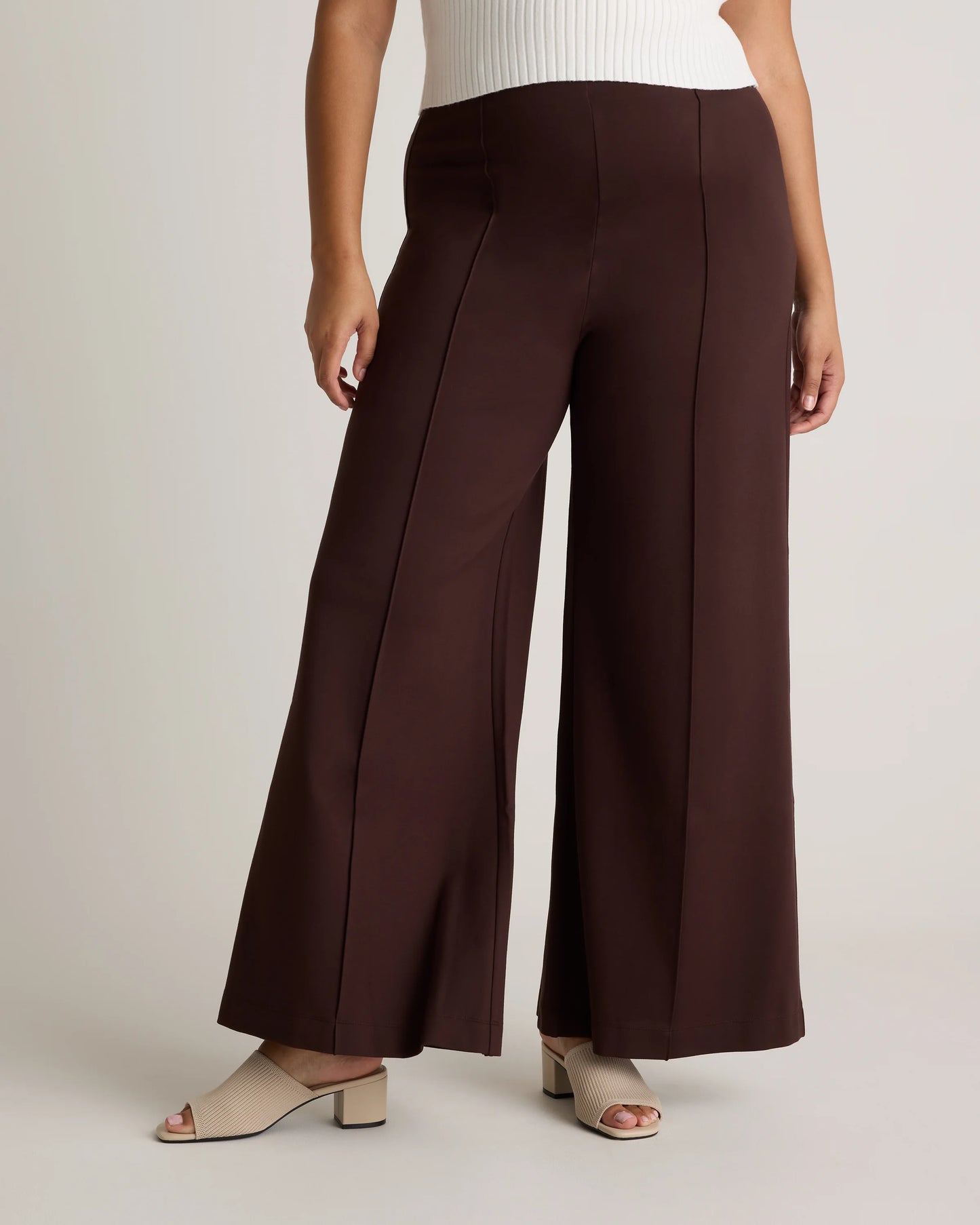 Ultra-Stretch Ponte Super Wide Leg Pants - XS / Black