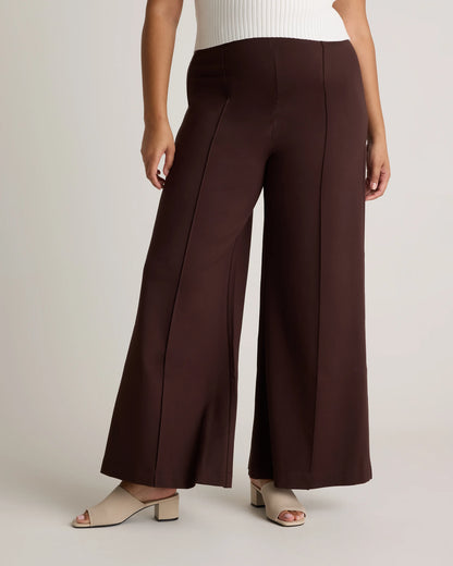 Ultra-Stretch Ponte Super Wide Leg Pants - XS / Black