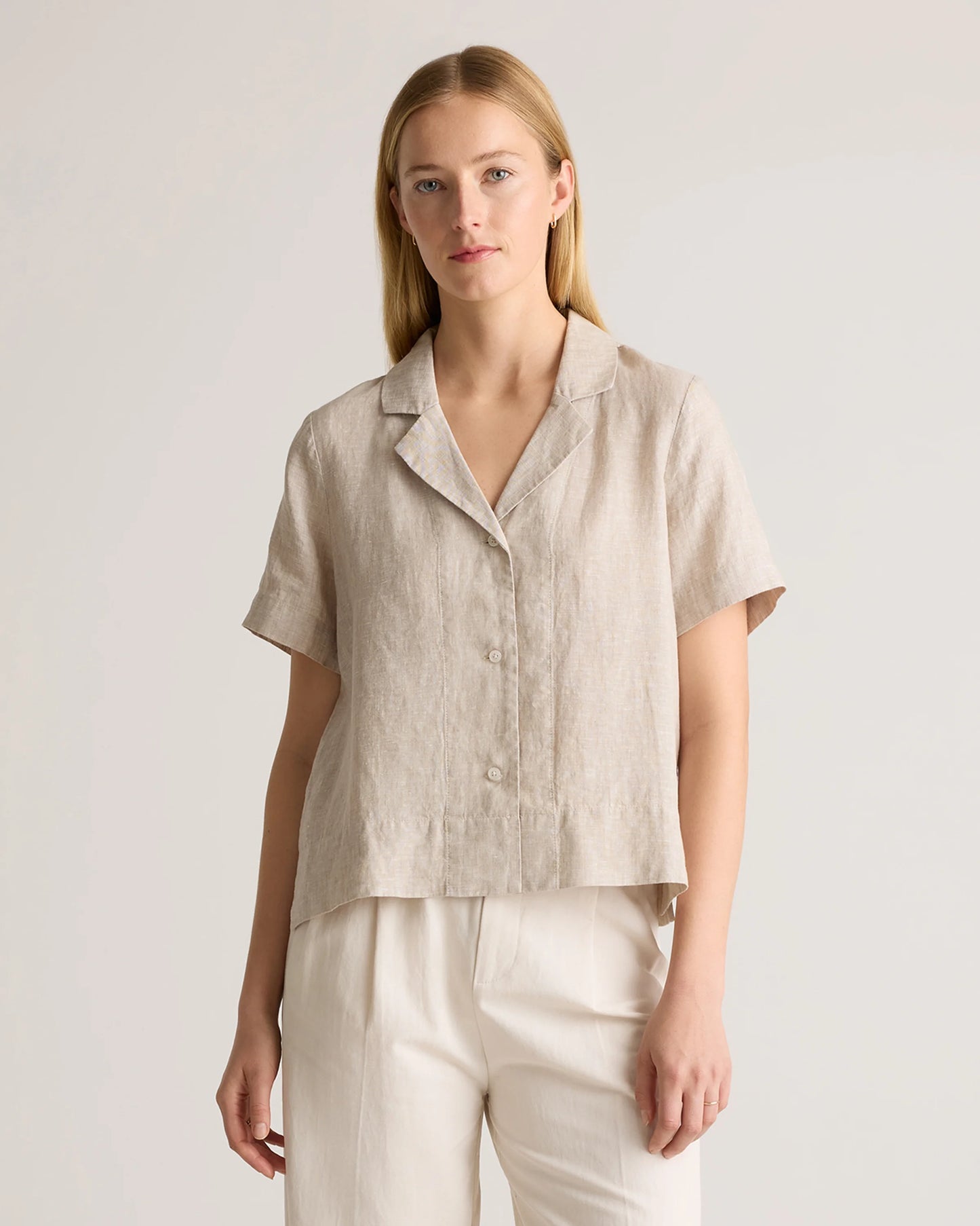 100% European Linen Short Sleeve Shirt - XS / Moonstone Blue