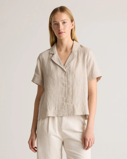 100% European Linen Short Sleeve Shirt - XS / Moonstone Blue