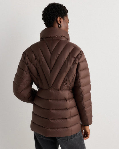 Responsible Down Belted Puffer Coat - XS / Hot Fudge