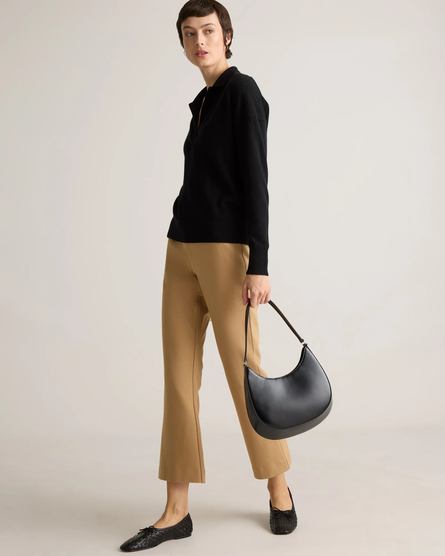 Organic Cotton Double Knit Kick Flare Pants - XS / Heather Charcoal Grey