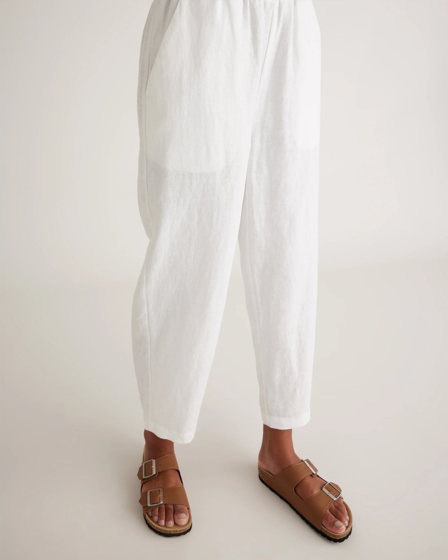 100% European Linen Pants - XS / White