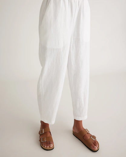100% European Linen Pants - XS / White