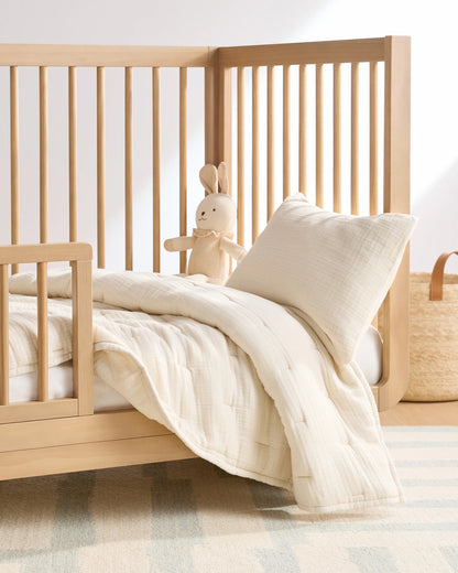 Organic Cotton Gauze Toddler Quilt & Sham Set - One Size / White