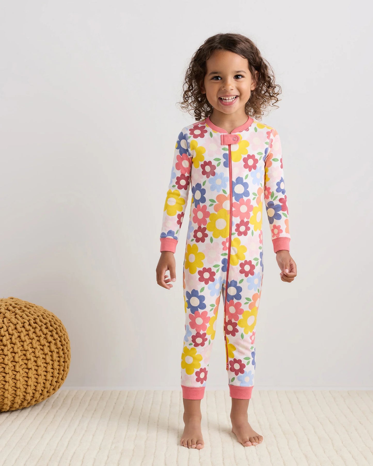 100% Organic Cotton One Piece Pajama - 2T / Navy Stripe