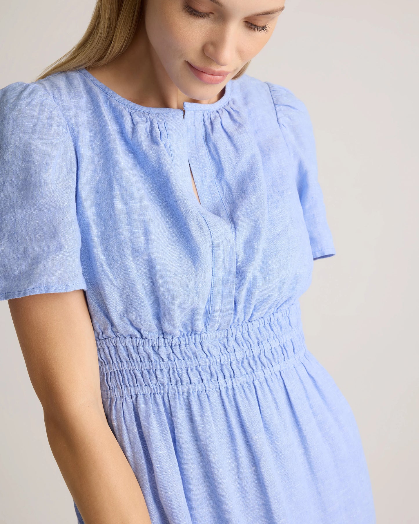 100% European Linen Tiered Maxi Dress - XS / Deep Navy