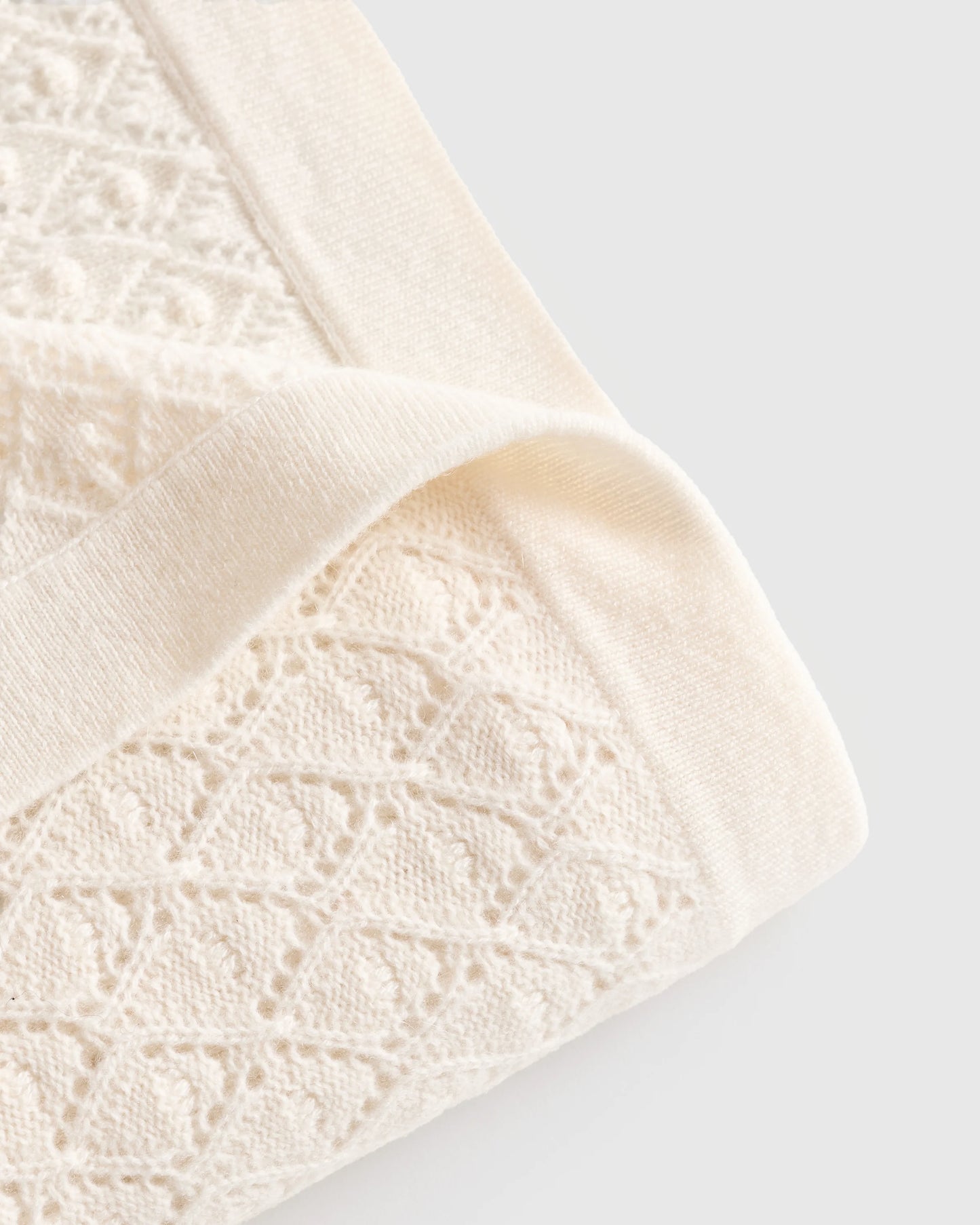 Mongolian Cashmere Pointelle Baby Blanket - One Size / Ivory