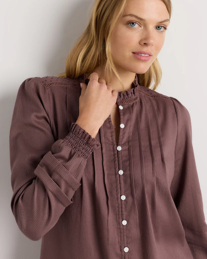 Organic Textured Cotton Peasant Blouse - XS / Pale Custard Yellow