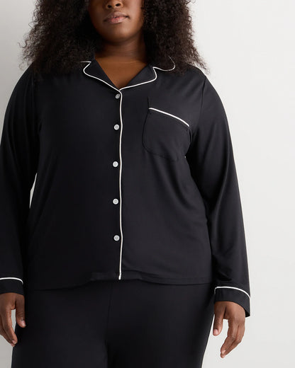 Bamboo Jersey Long Sleeve Pajama Set - 1X / Black