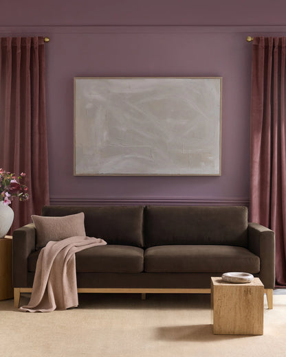 Performance Velvet Sofa with Solid Oak Base - 7ft / Java