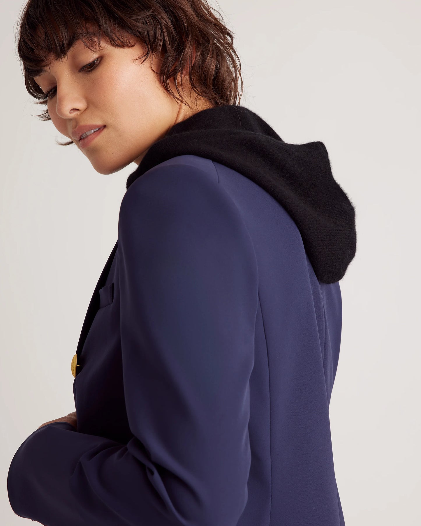 100% Mongolian Cashmere Hoodie Blazer Insert - XS/S/M / Black