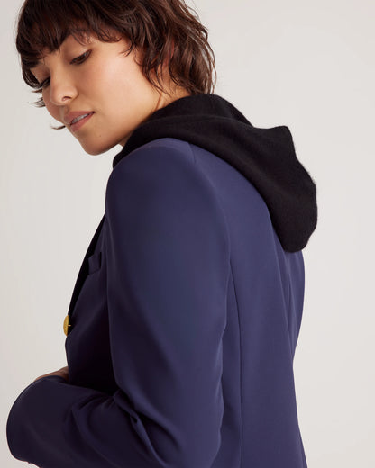 100% Mongolian Cashmere Hoodie Blazer Insert - XS/S/M / Black