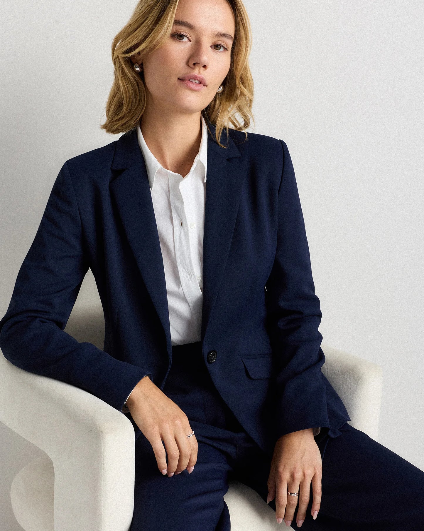 Stretch Crepe Cinched Waist Blazer - XS / Sand