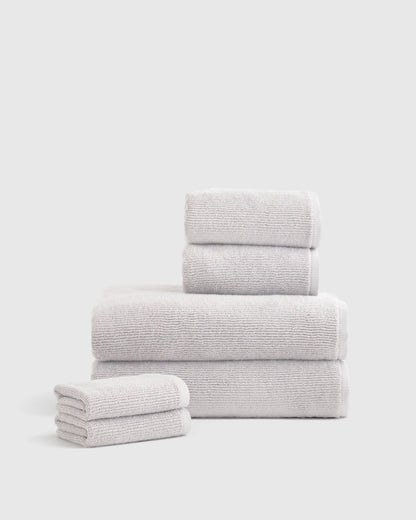 Turkish Ribbed Quick Dry Bath Towel Bundle - One Size / White