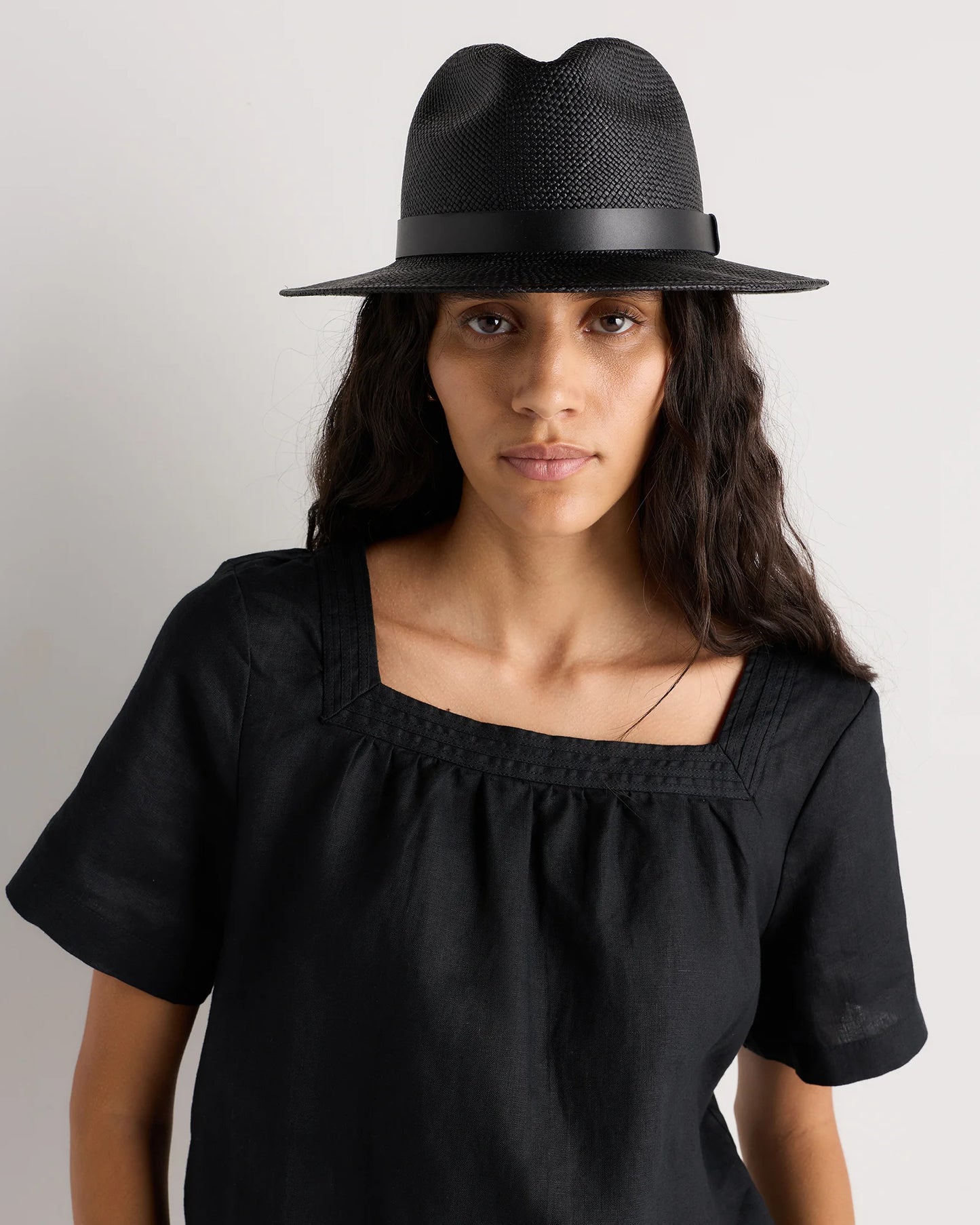 Toquilla Straw Panama Hat - S / Black