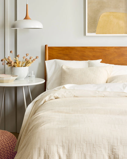 Checkered Matelasse Duvet Cover Set - Twin / Undyed