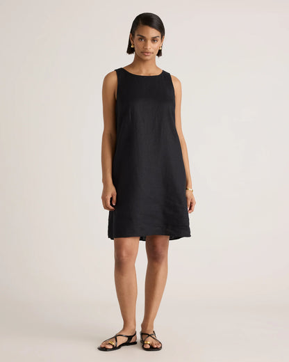 100% European Linen Tank Mini Dress - XS / Deep Navy