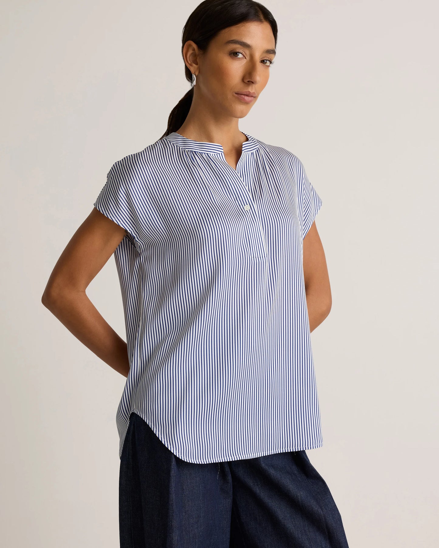 Washable Stretch Silk Dolman Sleeve Blouse - XS / Forest Green