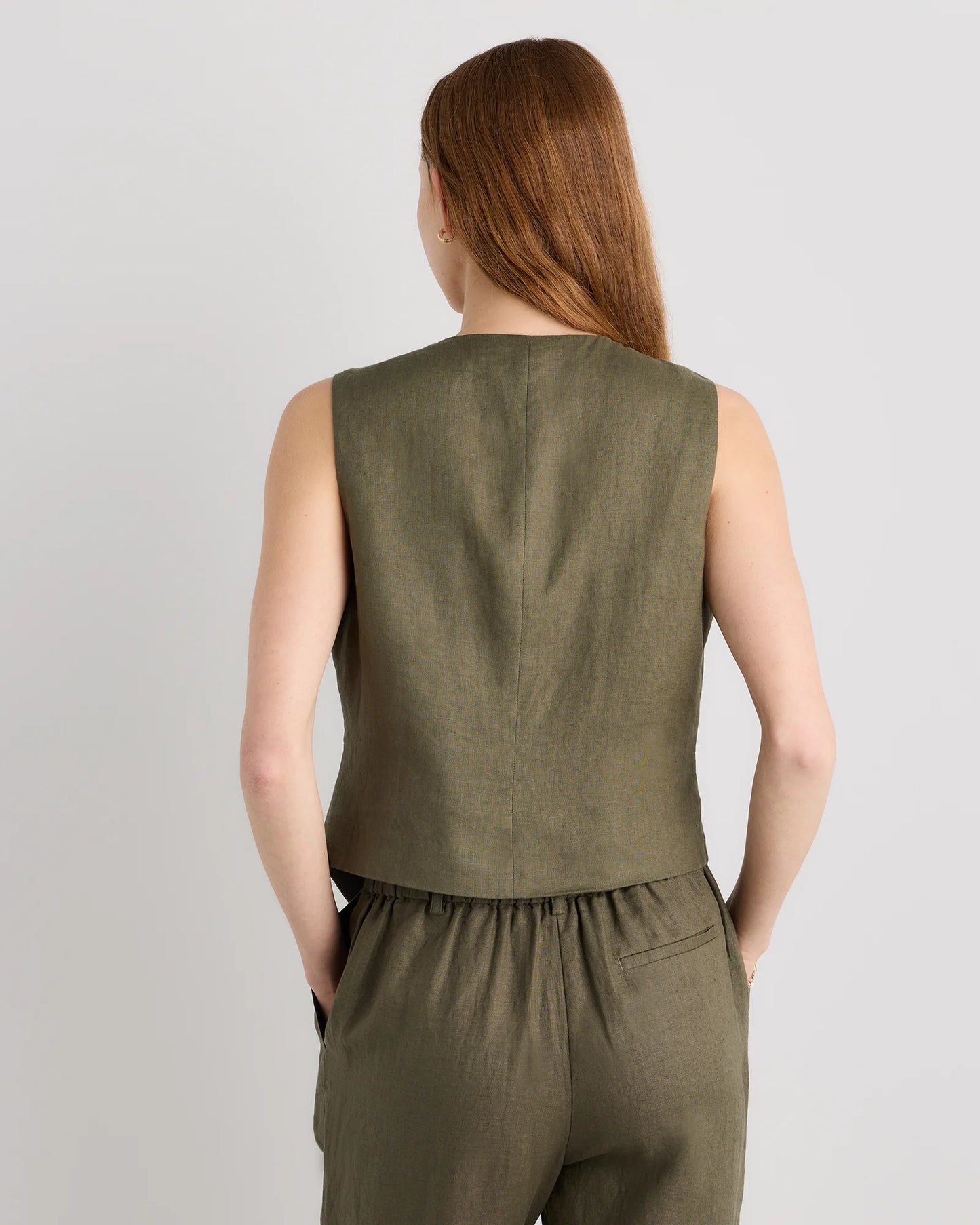 100% European Linen Vest - XS / Blue Pinstripe