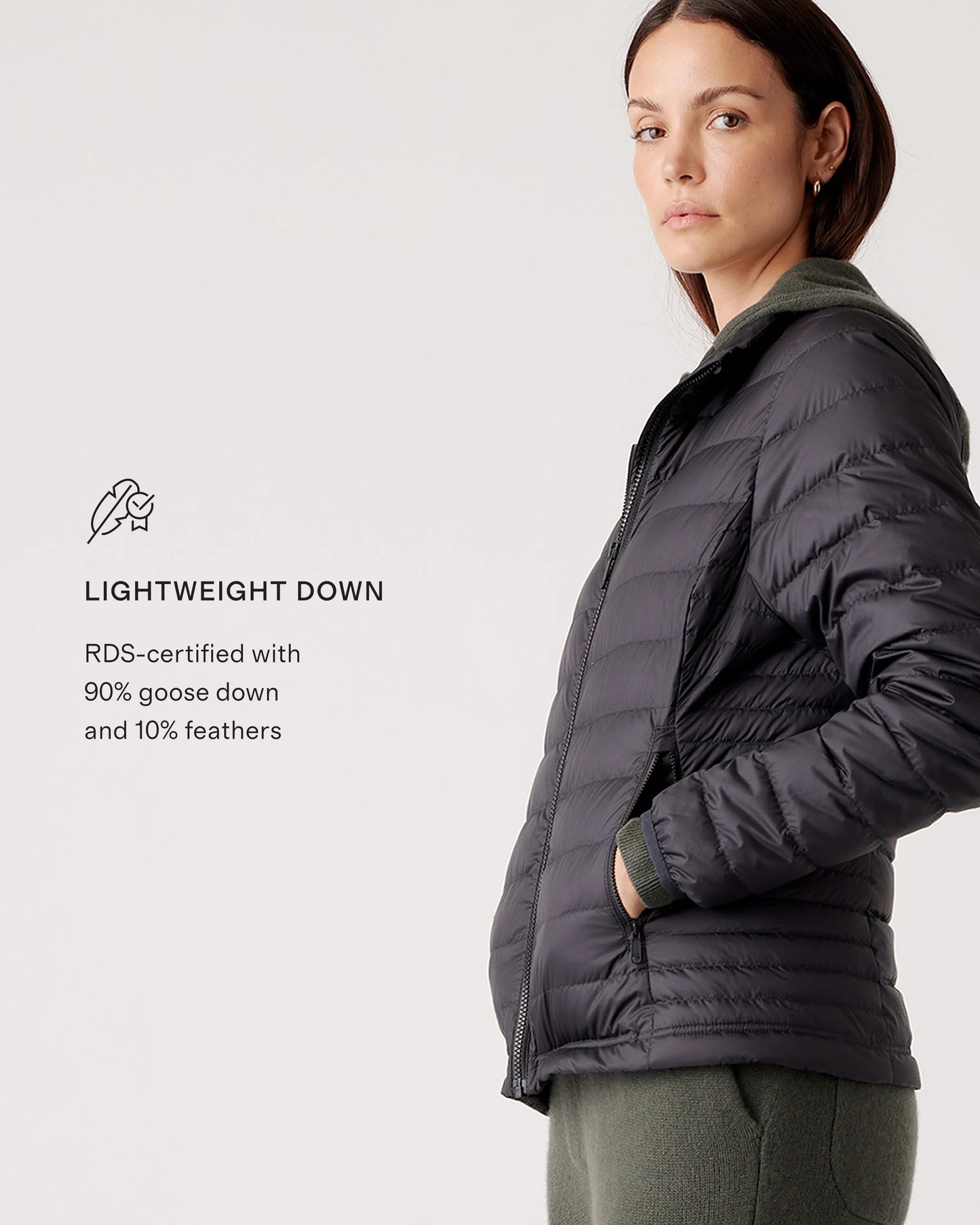 Lightweight Down Packable Puffer Jacket - XS / Black