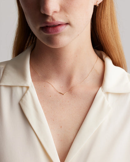 14K Gold Wishbone Necklace - One Size / Yellow Gold